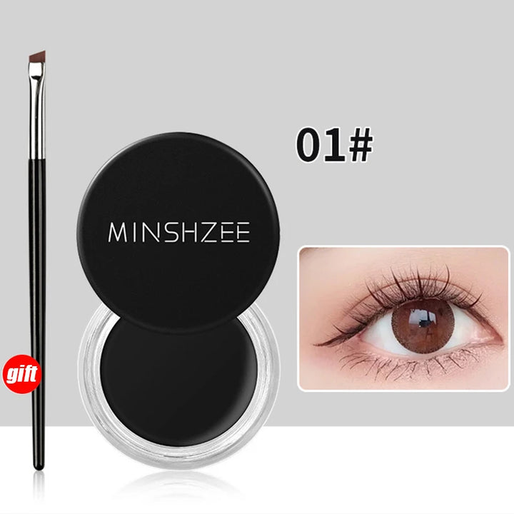 Black Brown Eyeliner Cream Waterproof Beauty Cosmetics Long Lasting Eyeliner Gel Eyeshadow Makeup Tools with Brush Set Eye Liner