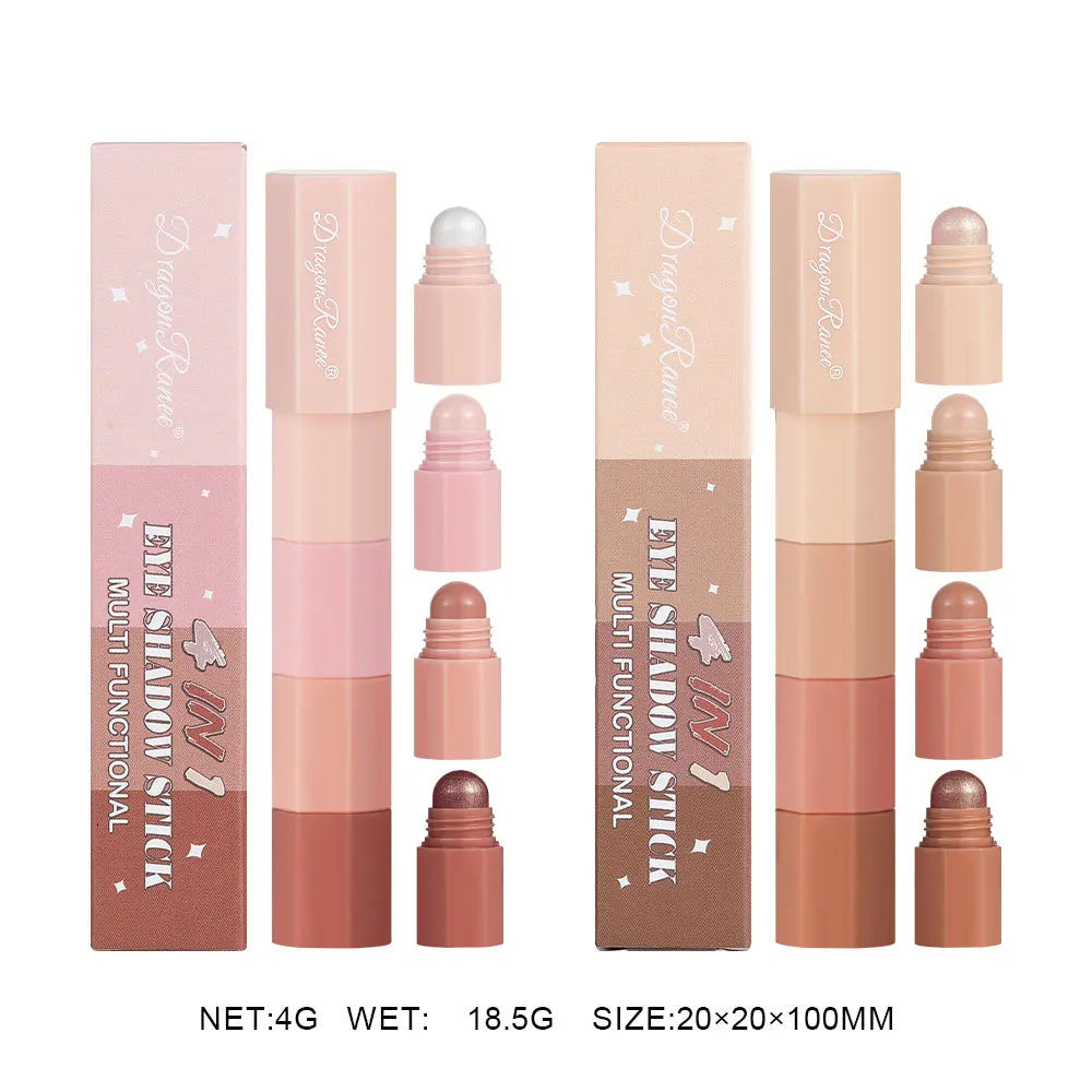 Mini Eye Shadow Stick 4 IN 1 Combo Pearlescent Metallic High Gloss Highlighter Stick Multi-purpose Eyeshadow Pen Cosmetics