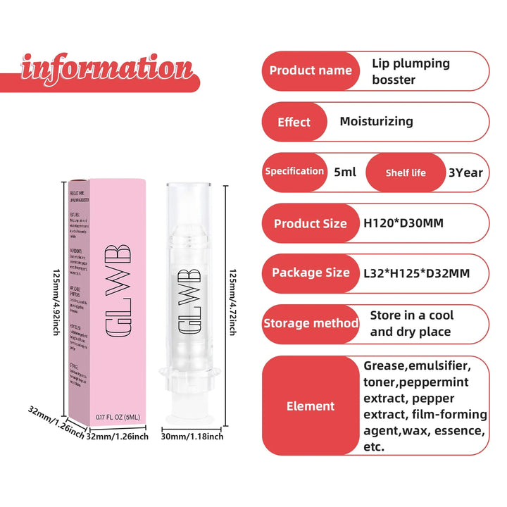 Lip Plumping Booster High Shine Lip Plumper Lip Oil Needle Tube Lip Gloss Lip Balm Extreme Volume Lip Tint Makeups Cosmetics
