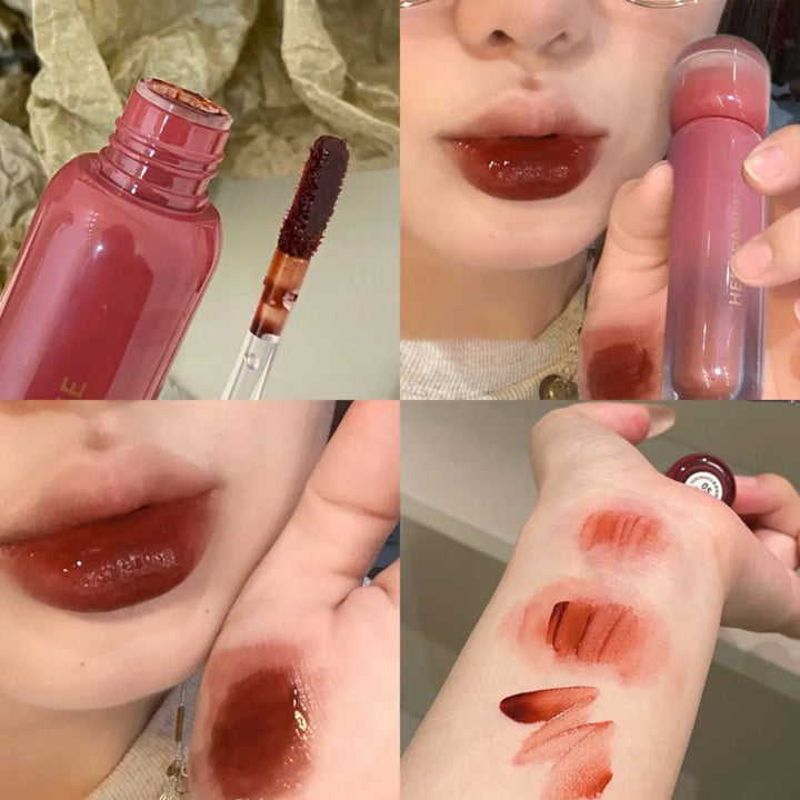 Smoked Grape Purple Red Lip Glaze Mirror Water Lip Gloss Moisturizing Liquid Lipstick Clear Tint Women Korean Makeup Cosmetics
