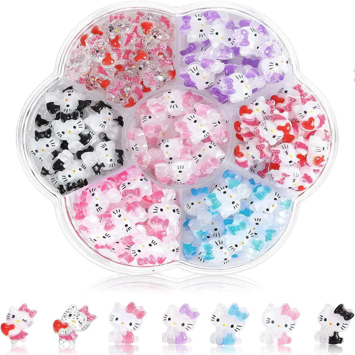 3D Cute Sanrio Family Series Nail Art Jewelry Decor Cartoon Hello Kitty Kuromi Nail Charms Rhinestone Gems Ornament Accessories