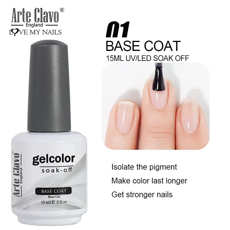 Arte Clavo Solid Color Gel Nail Polish 15ml Soak Off UV LED Gel Semi-Permanent Glitter Polish For Manicure Nail Art Salon Gel