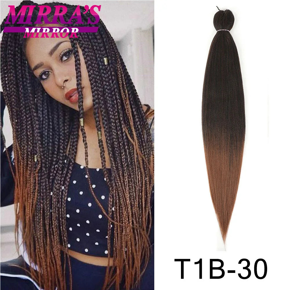 Pre Stretched Braiding Hair Ombre Jumbo Braids Hair Extensions YAKI Straight Synthetic Braid 1/3/6/8/10 Pcs Bulk Mirra's Mirror
