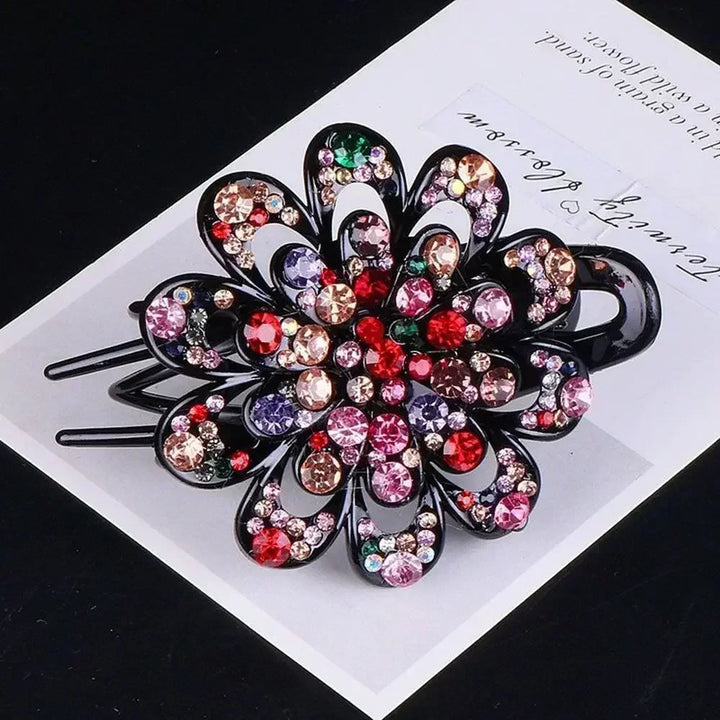 Shiny Rhinestone Hairpin Flower Leaf Duckbill Hair Claws Retro Hair Clips Accessories For Women Shinning Ponytail Headwear
