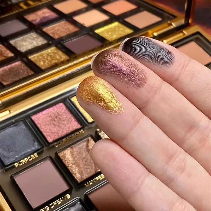 Golden 18 Color Eye Shadow Palette Pearl Rose Gold black punk style Pearlescent Flow Glitter Matte Eyeshadow Palette Makeup