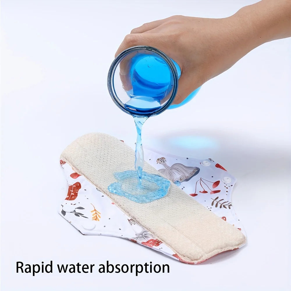 Reusable Sanitary Pads Washable Cotton Panty Liners Soft Cloth Menstrual Pads  4pcs Pads with 1pc Mini Wet Bag