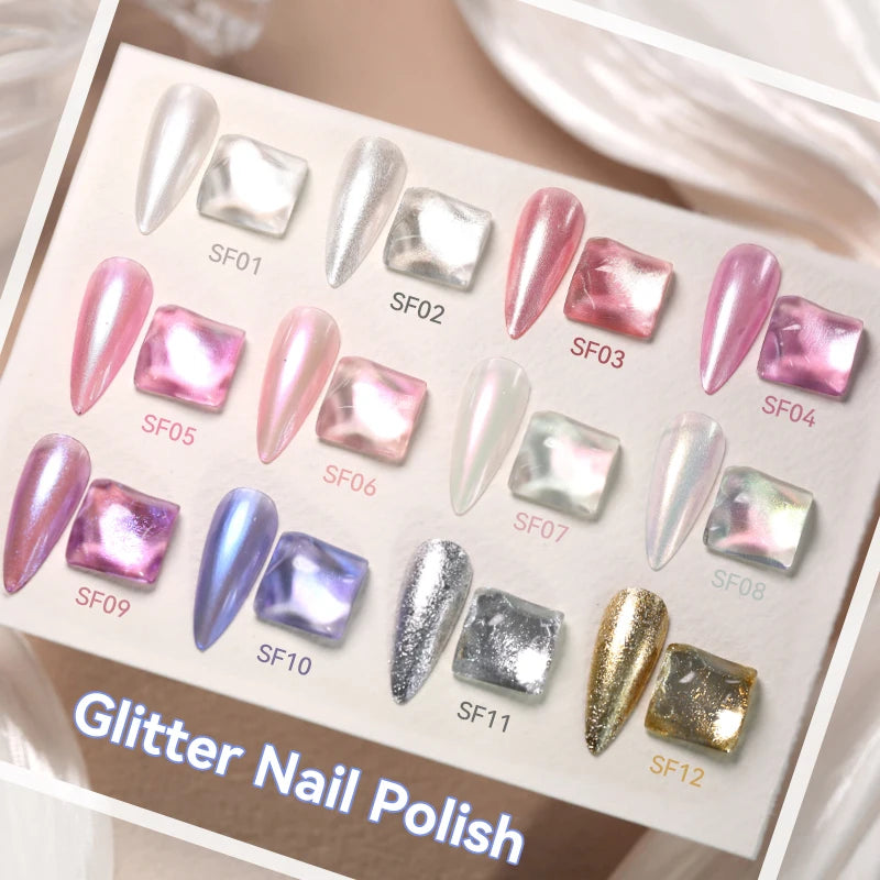 LILYCUTE 7ml Glitter Nail Polish Colorful Bright Sparkling Glitter Pearl Nail Art DIY Decoration No Need of Lamp to Cure