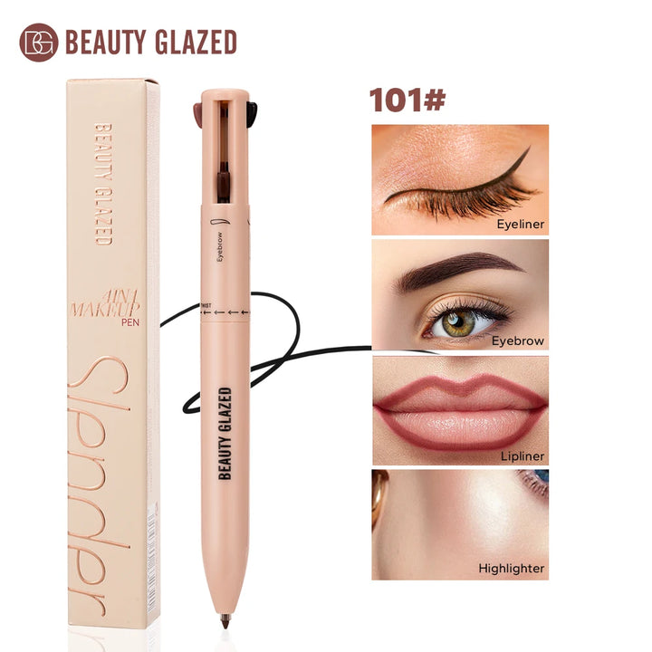 Beauty GlazedMulti-Function Beauty Glazed 4-in-1 Makeup Pen Waterproof Cosmetic Pencil for Eyeliner Brow Lip Highlighter