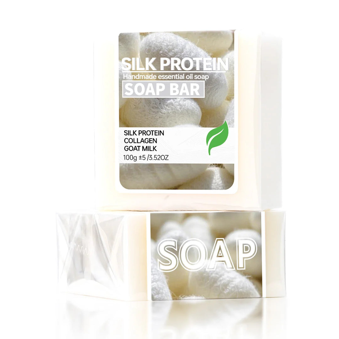 100G silk protein brushed handmade soap, suitable for washing face and bathing all over the body, moisturizes and nourishes the