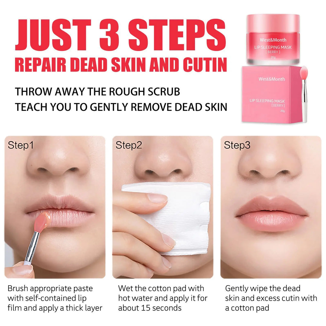 West&Month Repair Lip Sleeping Mask Moisturizing & Nourishing Night Repair Peeling Lip Mask Light Lip Lines Lipstick 20g