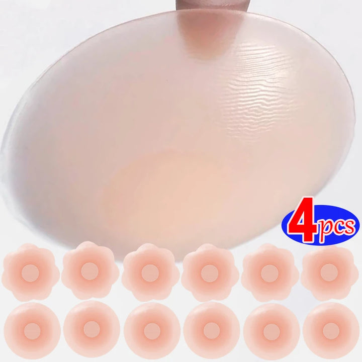 2-4pcs Invisible Self Adhesive Chest paste Reusable Sticker Breast Petal Strapless Lift Up Bra Pad Silicone Petal Nipple Cover
