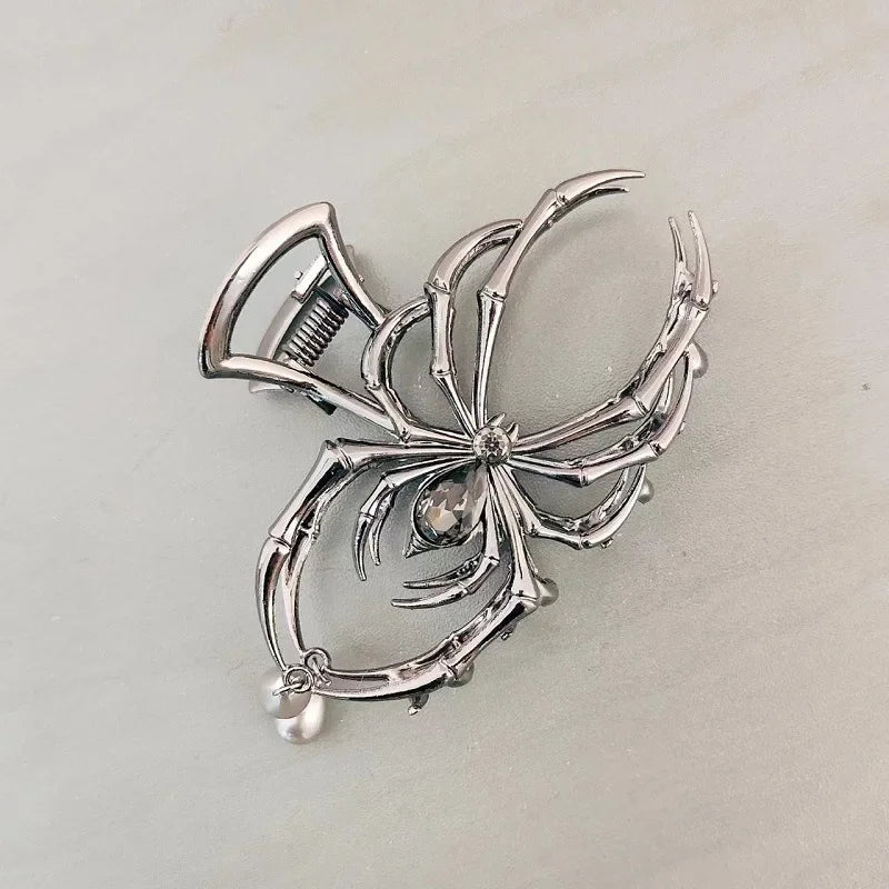 Halloween Spider Hairpin Pearl Charm Design Metal for Women, Aesthetic Mini Hair Side Clip, Party School Office Everyday Cute