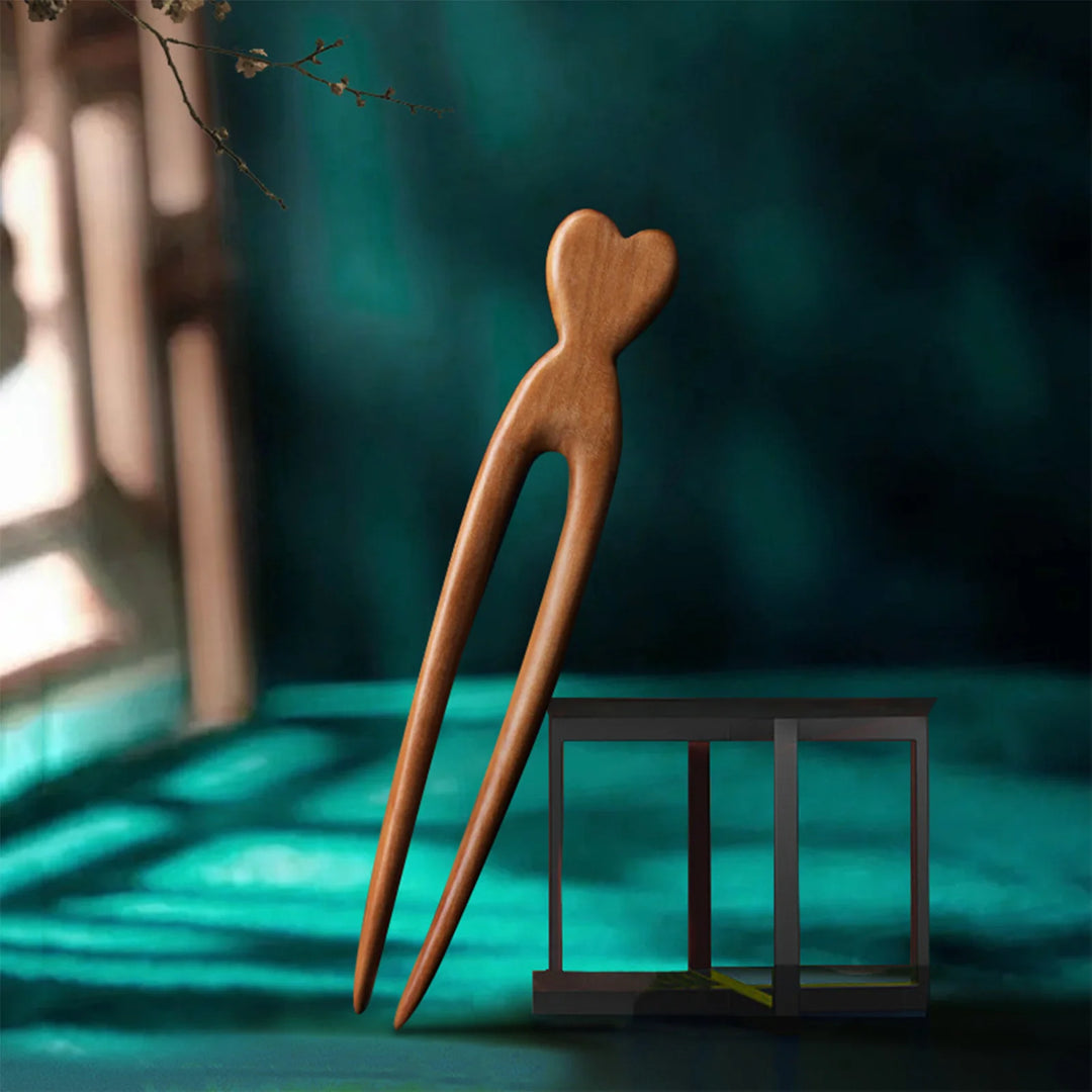 Handmade Wooden Hair Sticks Black Sandalwood U Shaped Hair Clips Simple Solid Color Hair Bun Maker Ponytail Holder for Women