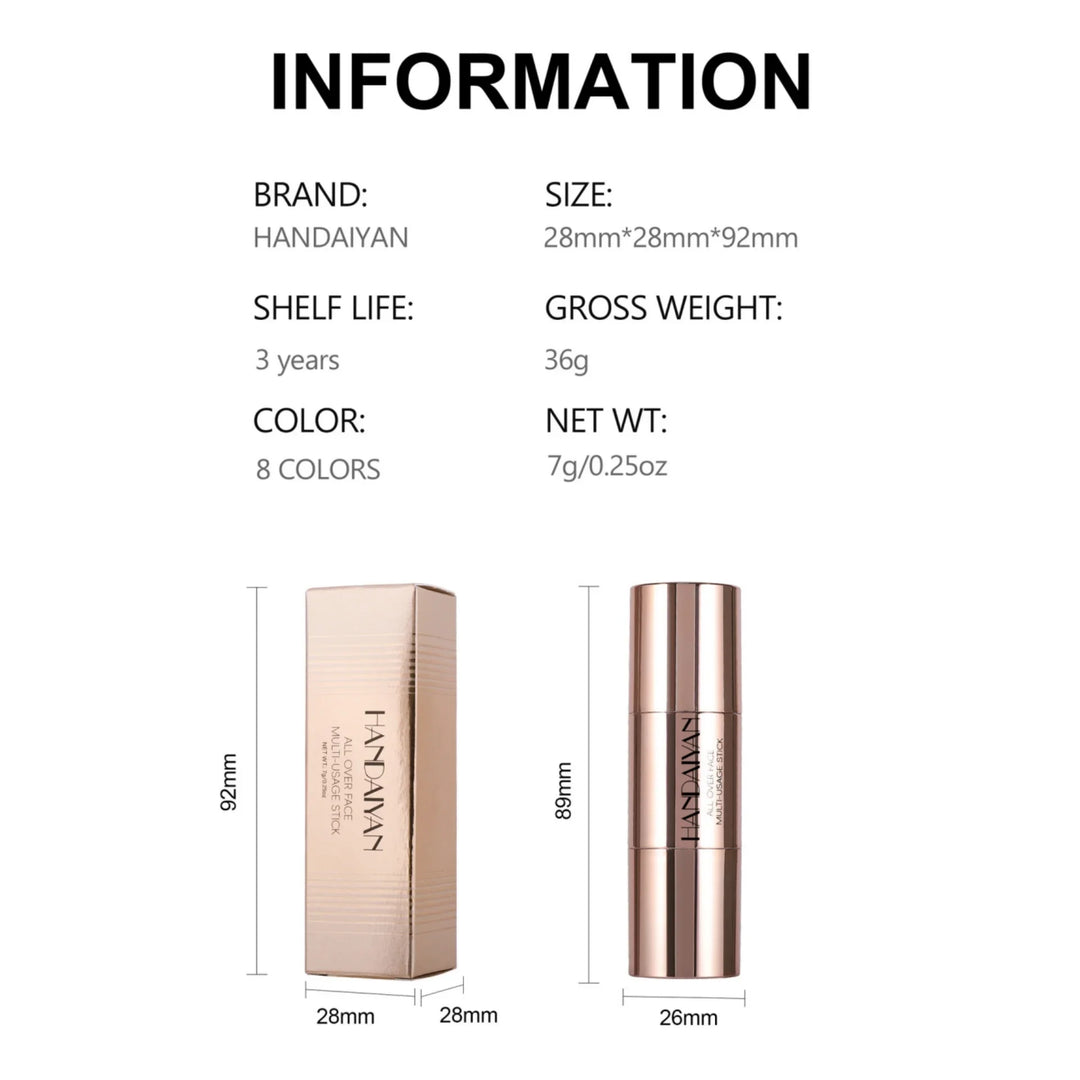 Double Head Highlighter Stick Contour Stick Waterproof Natural Silky Smooth Face Contouring for Nose Shadow With Makeup Brushes