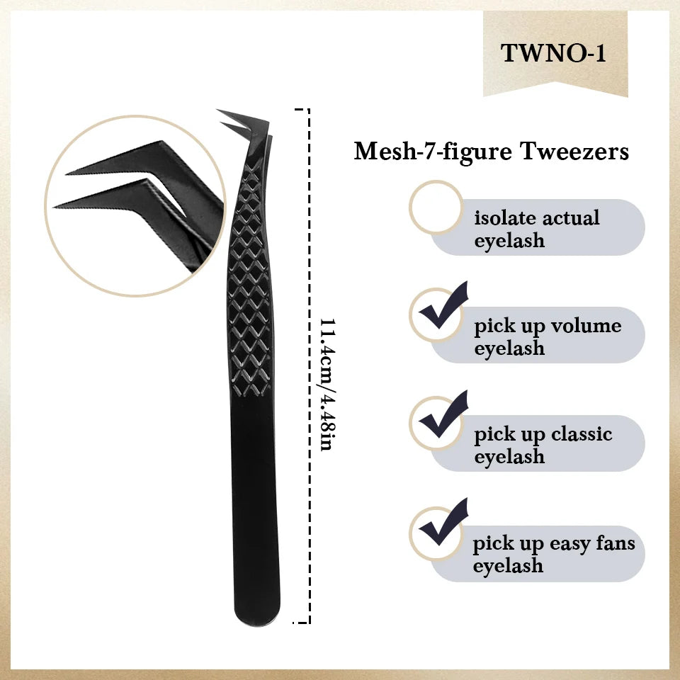 Eyelash Extension Tweezers Stainless Steel Volume Eyelash 3D accurate Clip Fiber Tip High Precision Makeup Tool Curved Tweezers