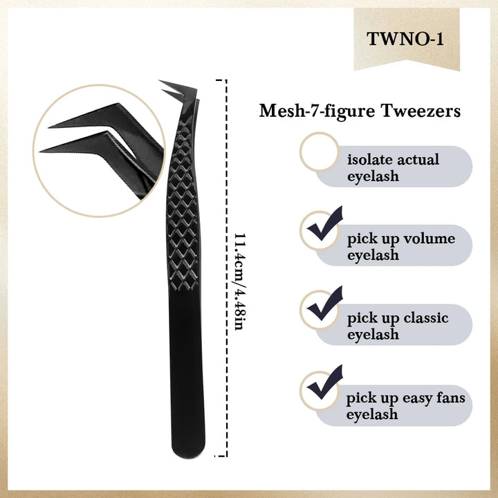 Eyelash Extension Tweezers Stainless Steel Volume Eyelash 3D accurate Clip Fiber Tip High Precision Makeup Tool Curved Tweezers