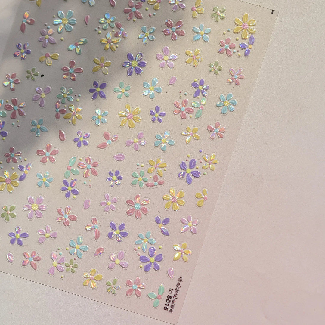 Lace Garden Bowknot Bow Tie Rose Flower Petal Pearl Irregular Border Self Adhesive 5D Nail Art Decoration Sticker Manicure Decal