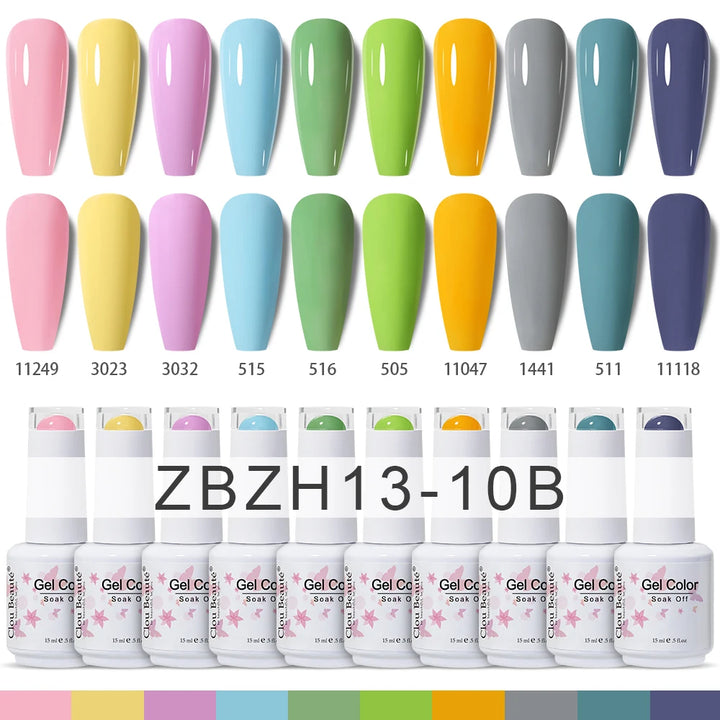 Clou Beaute 10/12/20/24pcs Gel Nail Polish Set Color 15ml White Glass Bottle Nail Art Kit Semi Permanent Gellack Nail Varnish