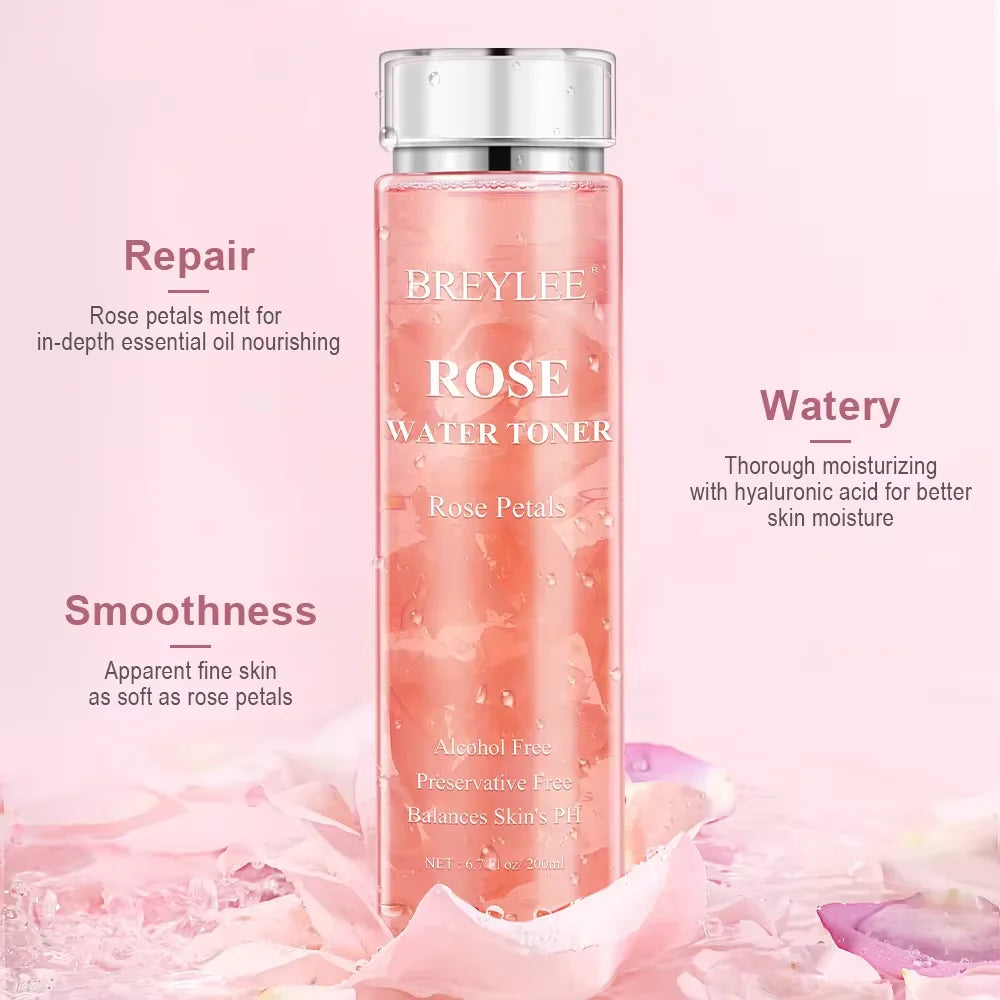 BREYLEE  Rose Water Toner Face Toner Essence Repair Smooth Watery Skin 200ML X 5PCS