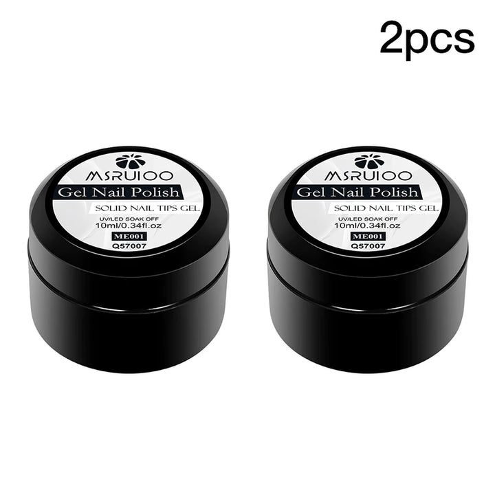 MSRUIOO 10ml Clear Solid Nail Tips Gel Long Lasting Strong Adhesion UV/LED Building Gel for Nails Home Salon Manicure DIY Design