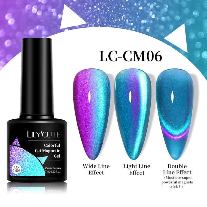 LILYCUTE 7ml 9D Cat Magnetic Gel Nail Polish Iridescent Magnet Semi Permanent Soak Off UV LED Manicure For Nail Art Gel Varnish