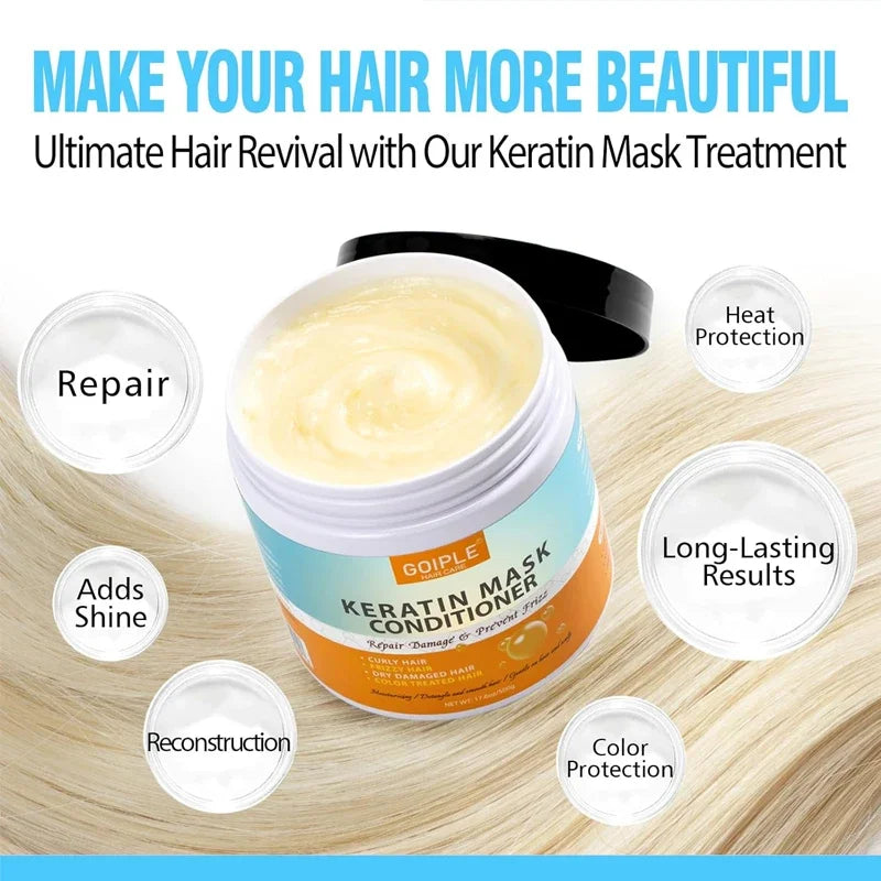 Keratin Protein Repair Hair Mask for Damaged Dry Moisture Essence Oil Conditioner Smooth Frizz Scalp Treatment Hair Care Serum