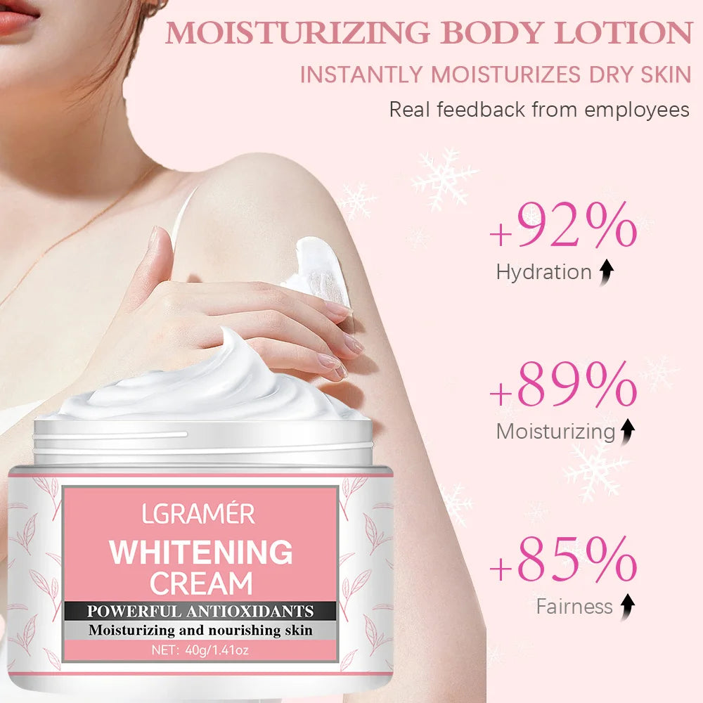 Body Whitening Cream Underarm Elbow Knee Dark Skin Whitening Bleaching Cream Moisturizing Brighten Body Lotion for Women Men