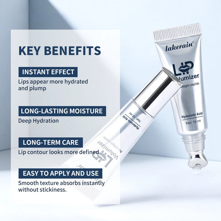 Lakerain Hyaluronic Acid Instant Lip Plumping Lip Oil Lip Line Reduction Lip Care Essence Lip Gloss Women Moisturizing Lip Tint