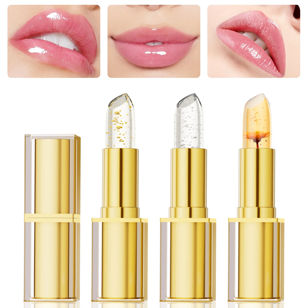 Temperature Color Changing Flower Lipstick Transparent Waterproof Moisturizing Crystal Jelly Pearlescent Lip Balm Cosmetic