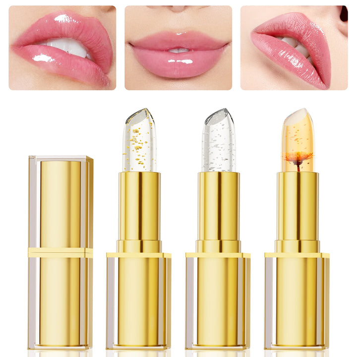 Temperature Color Changing Flower Lipstick Transparent Waterproof Moisturizing Crystal Jelly Pearlescent Lip Balm Cosmetic
