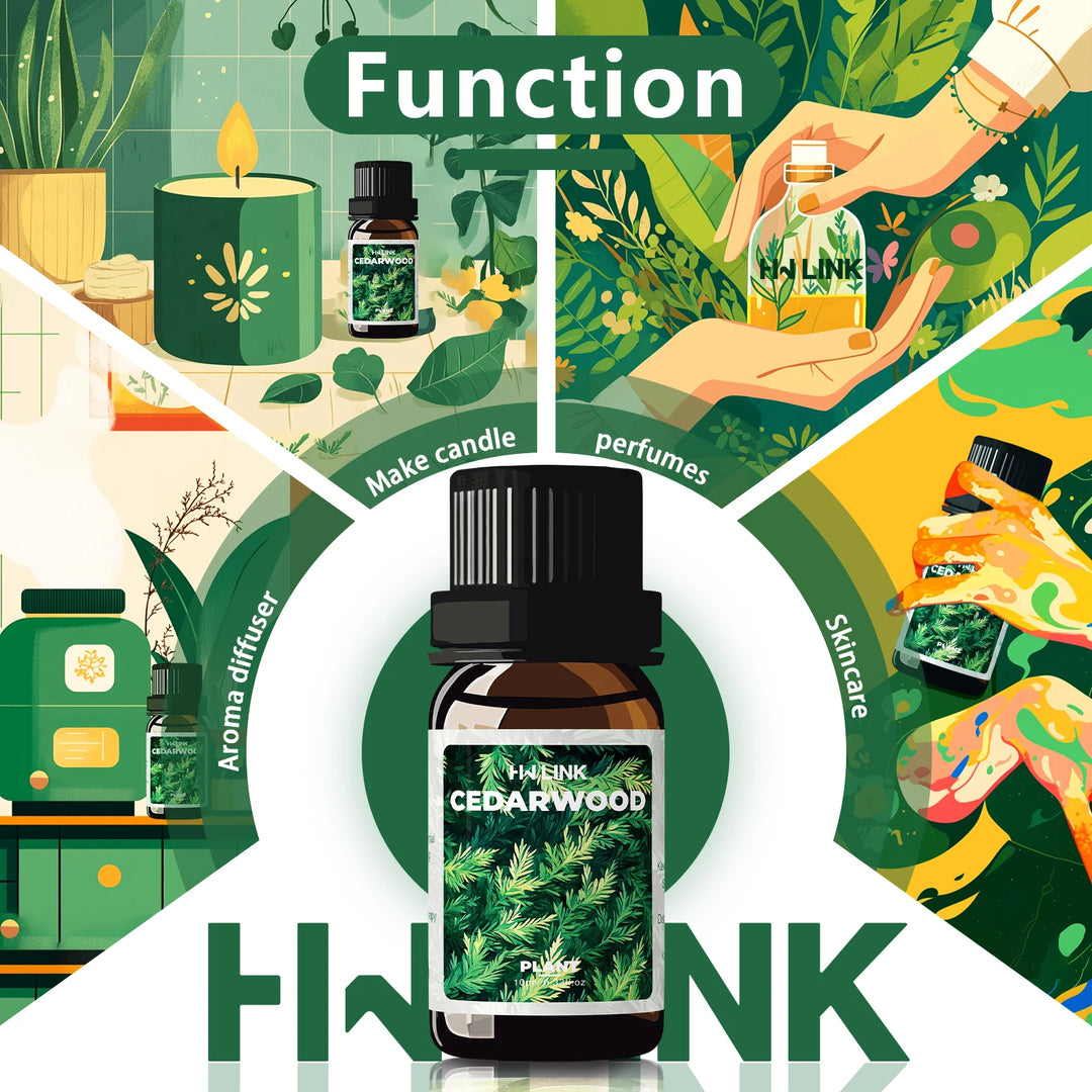 Pure Cedarwood Essential Oil 100% Pure Natural Cedarwood Oil For Hair Care, Home Diffusers, Skin Care, Aromatherapy, Massage-10m
