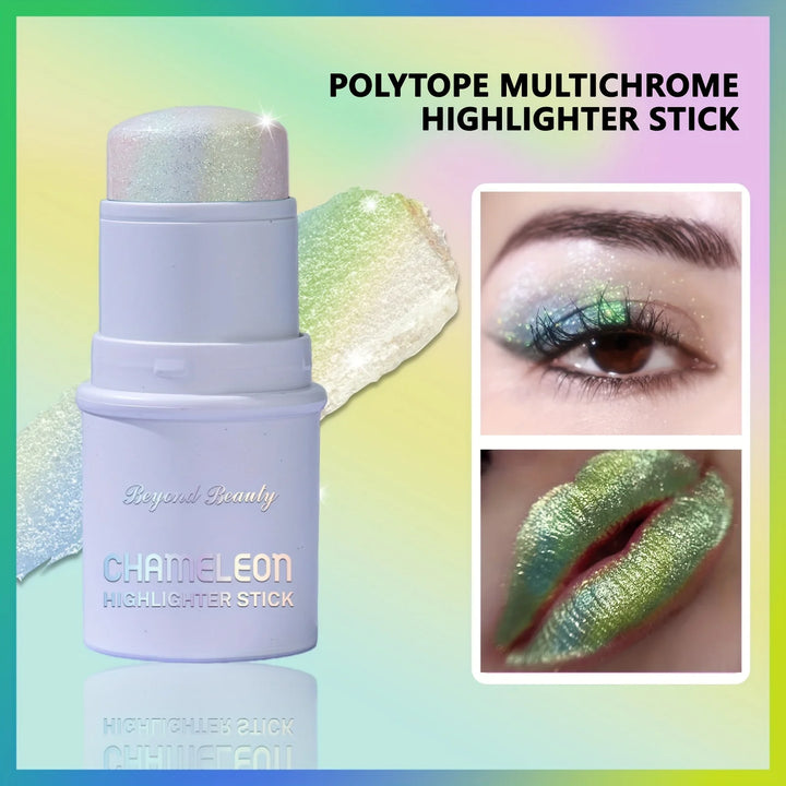 2PCS SET Chameleon Face Highlighter Stick, Multichrome Glitter Shimmer Highlighter Makeup