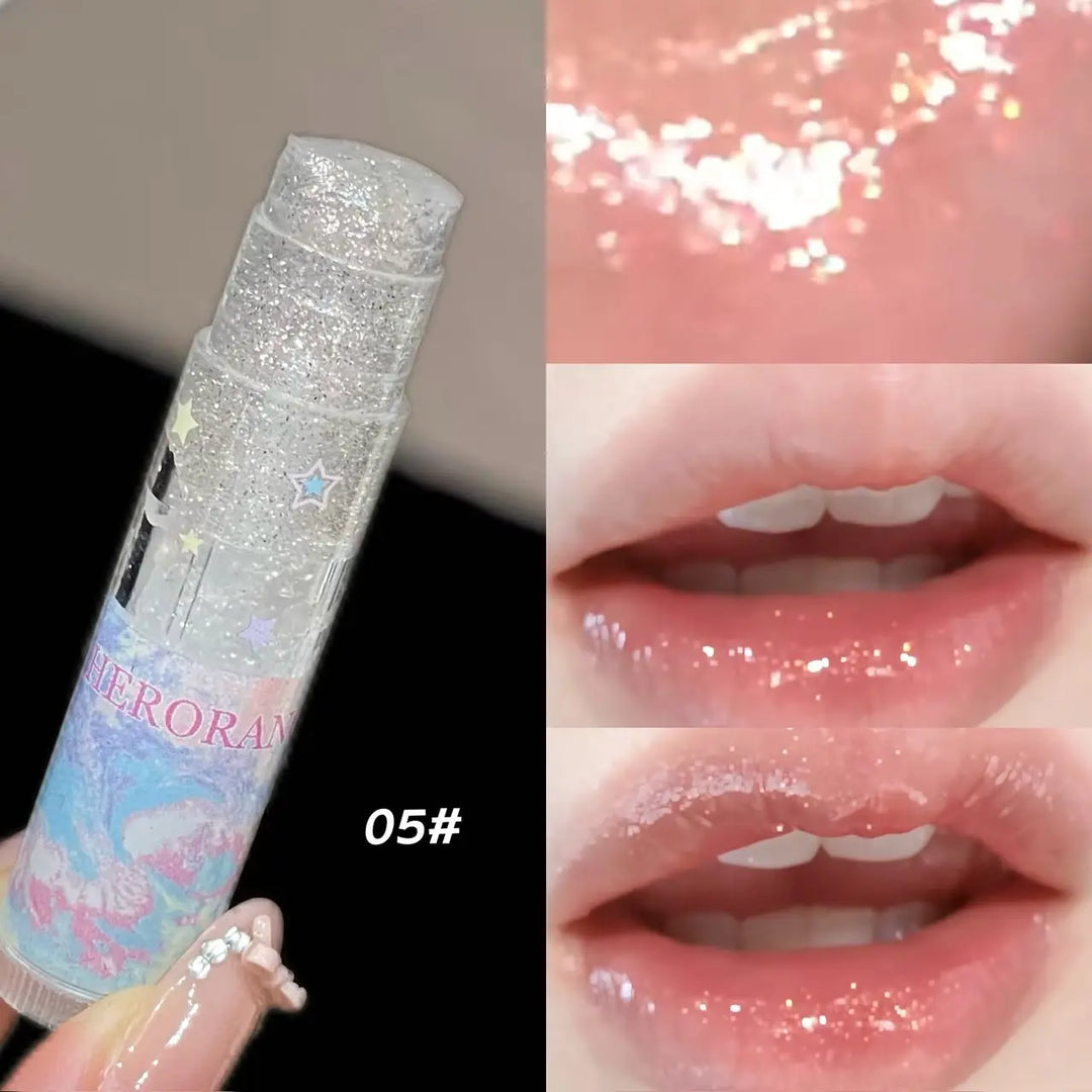 Herorange Glitter Star Lip Balm Moisturizing Repair Shiny Plump Lips Multi-Use for Daily Base Makeup