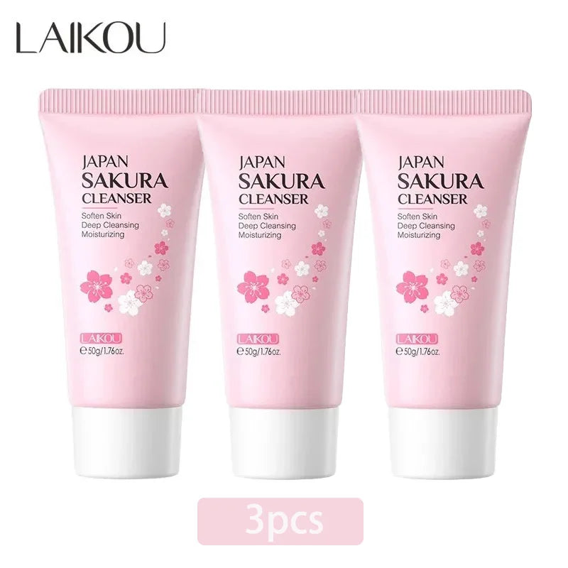 LAIKOU Sakura Cleanser Gentle Deep Cleaning Oil Control Moisturizing Shrink Pores Face Skin Care 50g Skin Cleanser All Skin Type