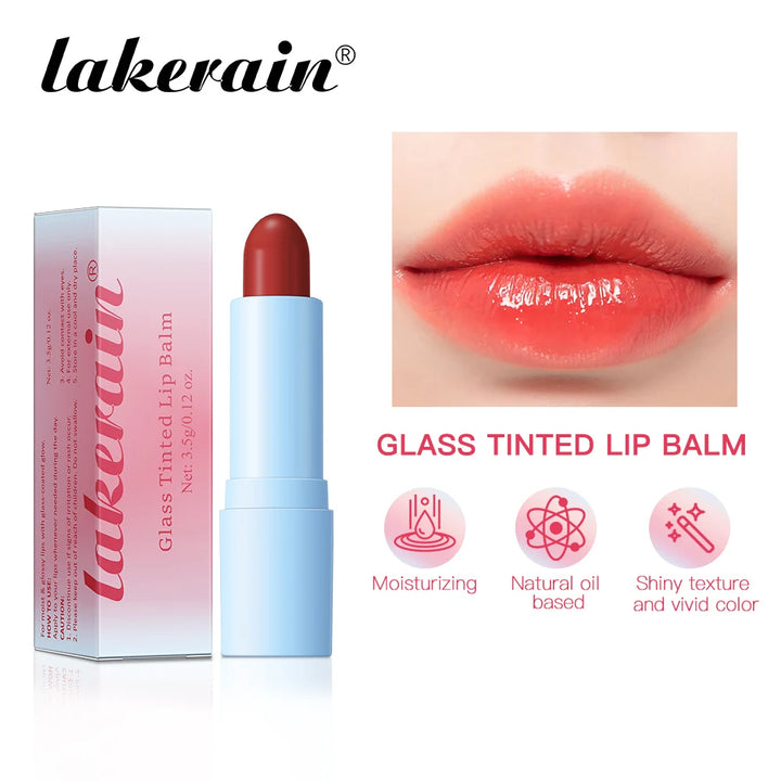 Glass Tinted Lip Balm Light Cherry Red Orange Glow Moisturizing Vegetarian Lip Balm With Bright Clear Color Korea Lip Cosmetics