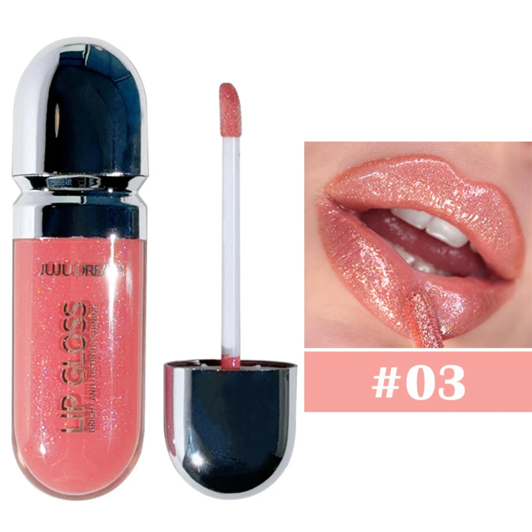 Long-Lasting Water-Gloss Plump Lip Gloss Capsule - Moisturizing & Hydrating Shine Mirror Transparent Pinkish-Shimmer  Lip Glaze
