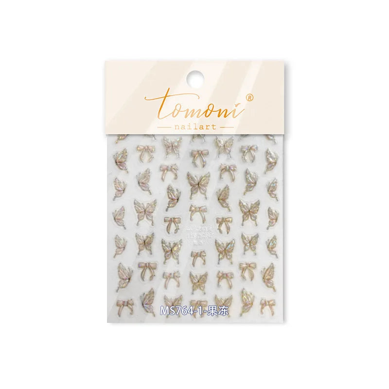 5D Butterfly Nail Stickers Sparkling Jelly Butterfly Nail Art Sticker Decorations Decals DIY Self Adhesive Slider Manicure Parts