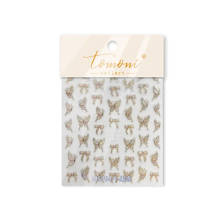 5D Butterfly Nail Stickers Sparkling Jelly Butterfly Nail Art Sticker Decorations Decals DIY Self Adhesive Slider Manicure Parts