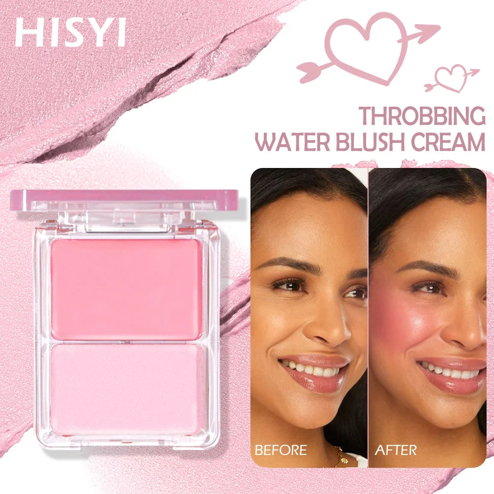 Dual Color Cream Blush & Highlighter Set, Buildable Pigment for Dewy Cheek & Face Glow