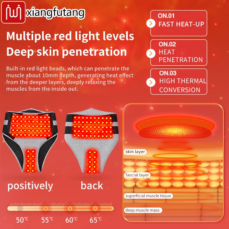 660Nm Red Light Heating Pad 162 LED For Women Relief Menstrual Pain Abdominal Hot Compress Home Relax Vibration Massage