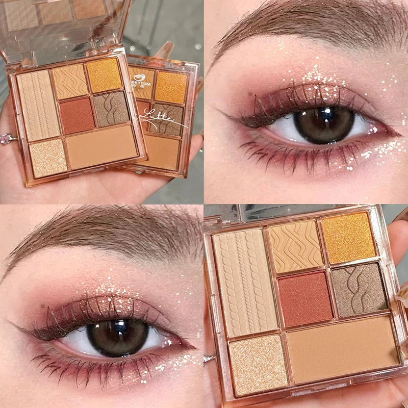 7 Colors Rose Red Brown Eye Shadow Palette Matte Glitter Pearly Eyeshadow Palette Lasting Charming Eye Makeup Palette Cosmetics