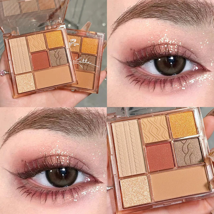 7 Colors Rose Red Brown Eye Shadow Palette Matte Glitter Pearly Eyeshadow Palette Lasting Charming Eye Makeup Palette Cosmetics