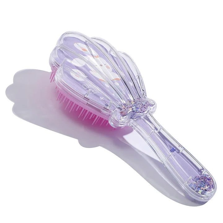 Mermaid Detangler Hair Brush Detangling Hair Comb Shell Glitter Comb Hairbrush Massage Scalp Detangler for Dry Wet Hair Kid Girl
