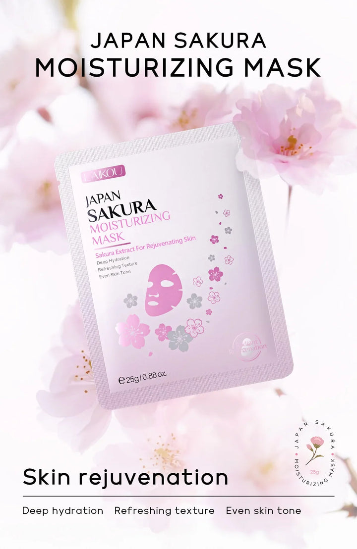Laikou Sakura Facial Mask, Hydrating & Brightening Sheet Mask for Moisturized and Radiant Face Masks Skin Care Cosmetics 25g