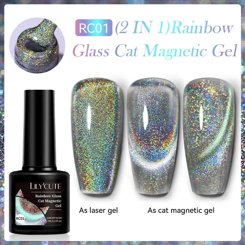 LILYCUTE 7ml 9D Cat Magnetic Gel Nail Polish Iridescent Magnet Semi Permanent Soak Off UV LED Manicure For Nail Art Gel Varnish