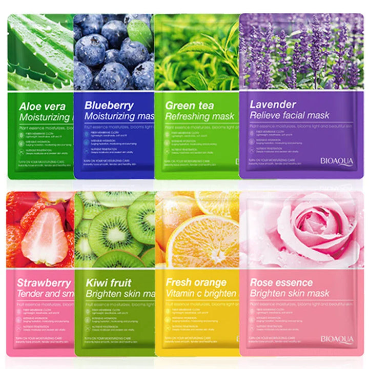 8pcs BIOAQUA Fruit Face Mask Moisturizing Facial skincare Anti-aging Hydrating Facial Masks Face Sheet Mask Skin Care Products