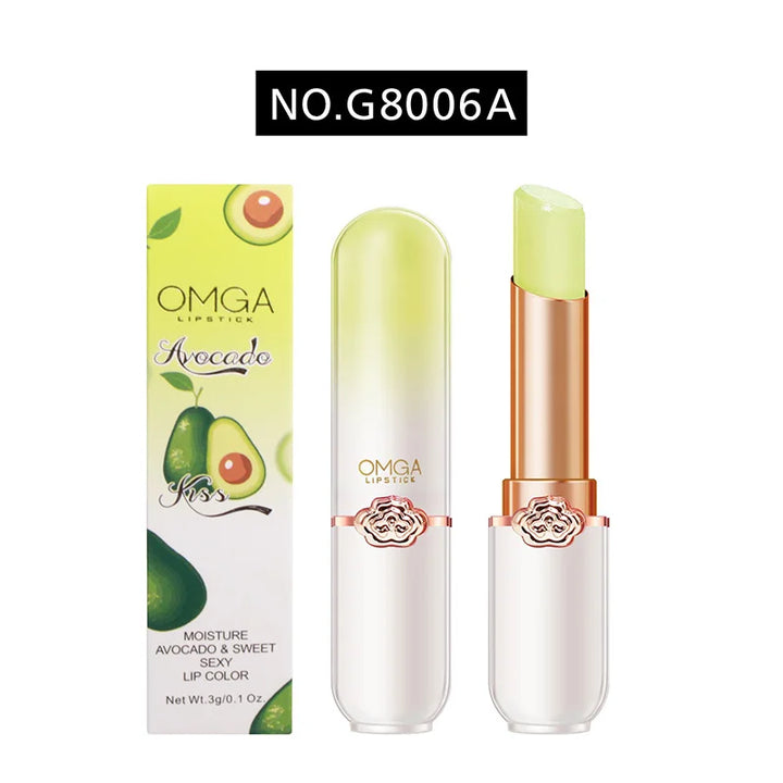 OMGA Color-Changing Lip Balm Jelly Lipstick Moisturizing Waterproof Hydrating Temperature-Sensitive Peach Flavor,Smooth Lips