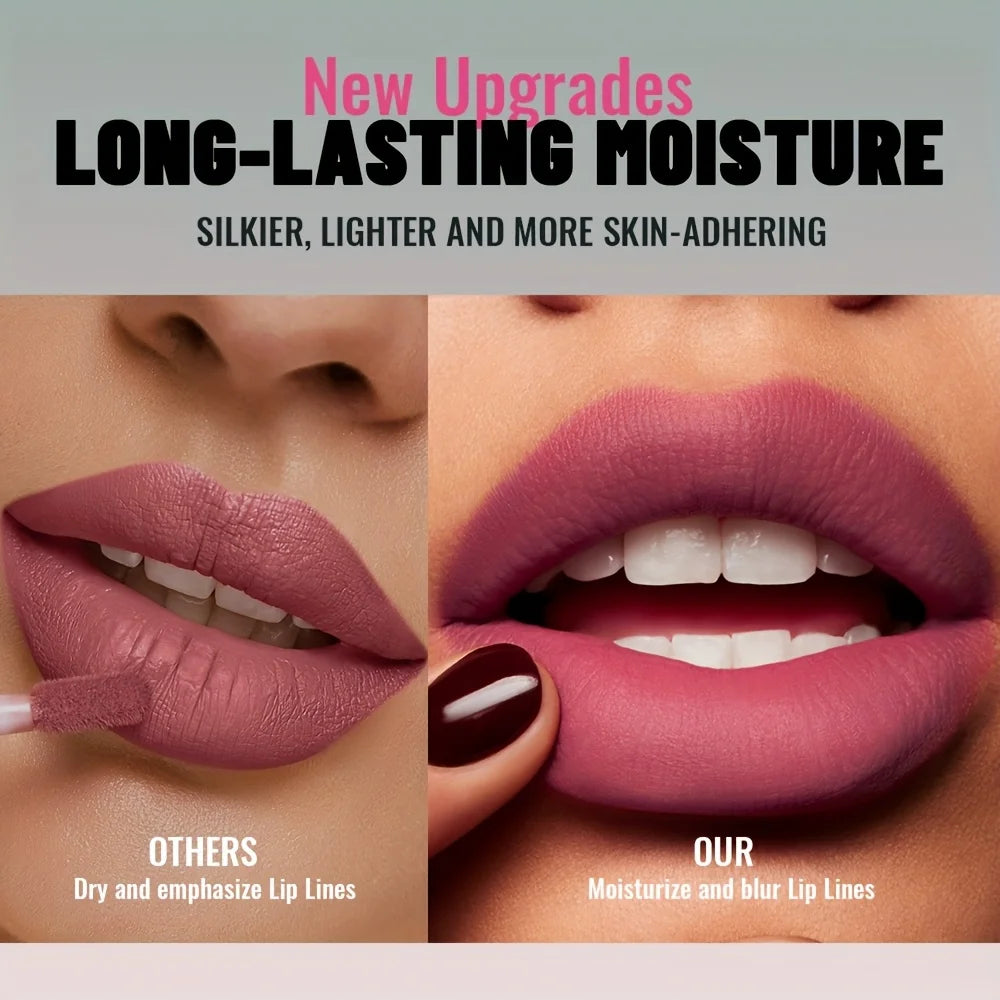 1PC Matte Velvet Lip Gloss, Long Lasting Waterproof Non-Stick Lip Mud, Smooth Lip Makeup Gift for Women, Mother’s Day Gift