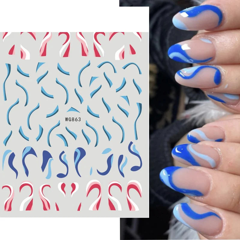Nail Art Stickers Water Decals Eyes Stripe Nail Art Decorations for Manicure Accessories Press on Nails Foil Stickers and Decals