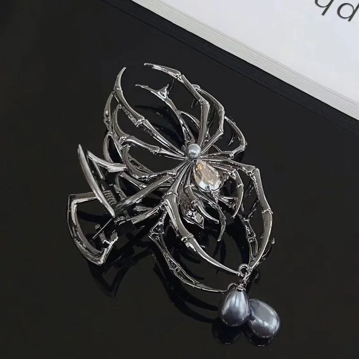 Halloween Spider Hairpin Pearl Charm Design Metal for Women, Aesthetic Mini Hair Side Clip, Party School Office Everyday Cute